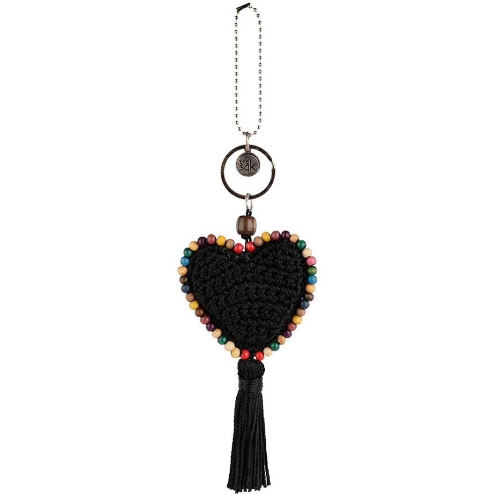 imageThe Sak Back to Bali Heart Dangle in HandCrochet Decorative Keychain Black