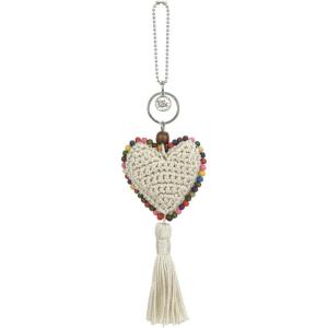 The Sak Back to Bali Heart Dangle in Hand-Crochet, Decorative Keychain, Natural