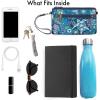 The Sak Esperato Nylon Flat Crossbody in Eco Twill, Adjustable Repreve Webbing Strap(Sapphire Bali Blossom)