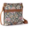 The Sak Esperato Nylon Flat Crossbody in Eco Twill, Adjustable Repreve Webbing Strap(Sapphire Bali Blossom)