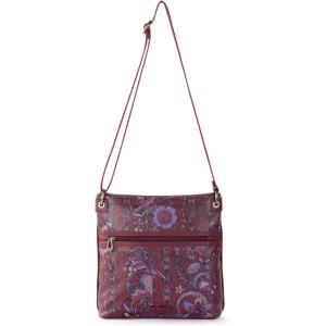 The Sak Esperato Nylon Flat Crossbody in Eco Twill, Adjustable Repreve Webbing Strap(Burgundy Spirit Desert)