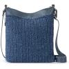 The Sak Lucia Crossbody Bag in Crochet, Convertible Purse with Adjustable Shoulder Strap(Denim Tonal Straw)