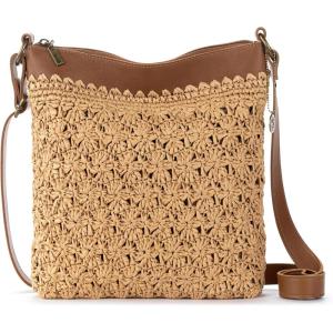 The Sak Lucia Crossbody Bag in Crochet, Convertible Purse with Adjustable Shoulder Strap(Natural Primrose Straw)