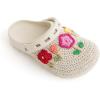 The Sak Bolo Clog Shoe – Women’s Slip On Crochet Sandal for Indoor & Outdoor Use, Lightweight Comfortable Mule Shoes(Flower Ecru)