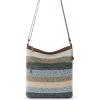 The Sak Lucia Crossbody Bag in Crochet, Convertible Purse with Adjustable Shoulder Strap(Desert Stripe)