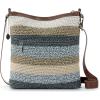 The Sak Lucia Crossbody Bag in Crochet, Convertible Purse with Adjustable Shoulder Strap(Desert Stripe)