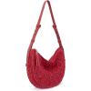 The Sak Tess Crochet Crescent Shoulder Bag – Premium Women’s Handbag for Everyday & Travel – Adjustable Strap with Zipper Closure – Scarlet Primrose Straw