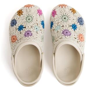 The Sak Bolo Clog Shoe – Women’s Slip On Crochet Sandal for Indoor & Outdoor Use, Lightweight Comfortable Mule Shoes(Natural Multi Flower)