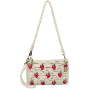 The Sak Vita Small Crochet Wristlet Purse – Hand Crochet Women’s Clutch for Everyday & Travel – Mini Handbag With Card Slots, Zipper Closure & Pockets – Natural Strawberries