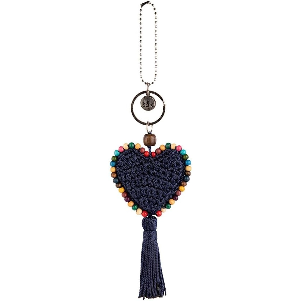 image:imageThe Sak Back to Bali Heart Dangle in HandCrochet Decorative Keychain Denim