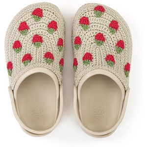 The Sak Bolo Clog Shoe – Women’s Slip On Crochet Sandal for Indoor & Outdoor Use, Lightweight Comfortable Mule Shoes(Natural Strawberries)