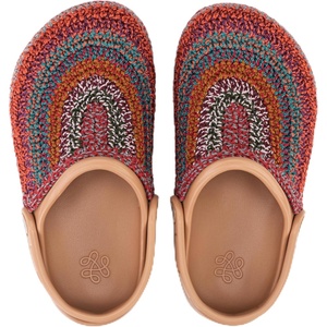 The Sak Bolo Clog Shoe – Women’s Slip On Crochet Sandal for Indoor & Outdoor Use, Lightweight Comfortable Mule Shoes(Sunset Stripe)