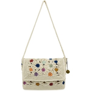 The Sak Marlow Flap Shoulder Bag – Hand‑Crocheted Women’s Purse Made from Recycled Materials – Soft, Durable Shoulder Strap(Natural Multi Flower)