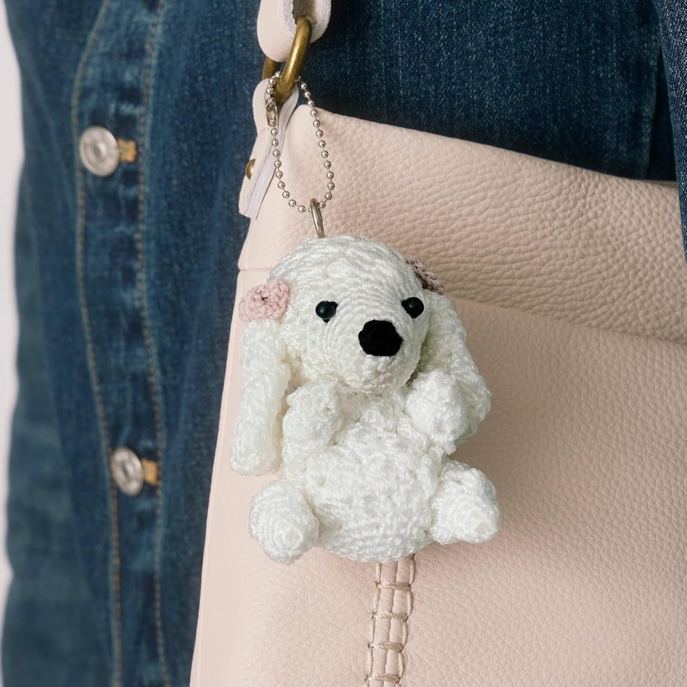 image:imageThe Sak Dog Dangle Keychain in Crochet Chain Closure White Poodle