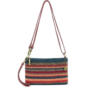 The Sak Vita Small Crochet Wristlet Purse – Hand Crochet Women’s Clutch for Everyday & Travel – Mini Handbag With Card Slots, Zipper Closure & Pockets – Woodland Stripe