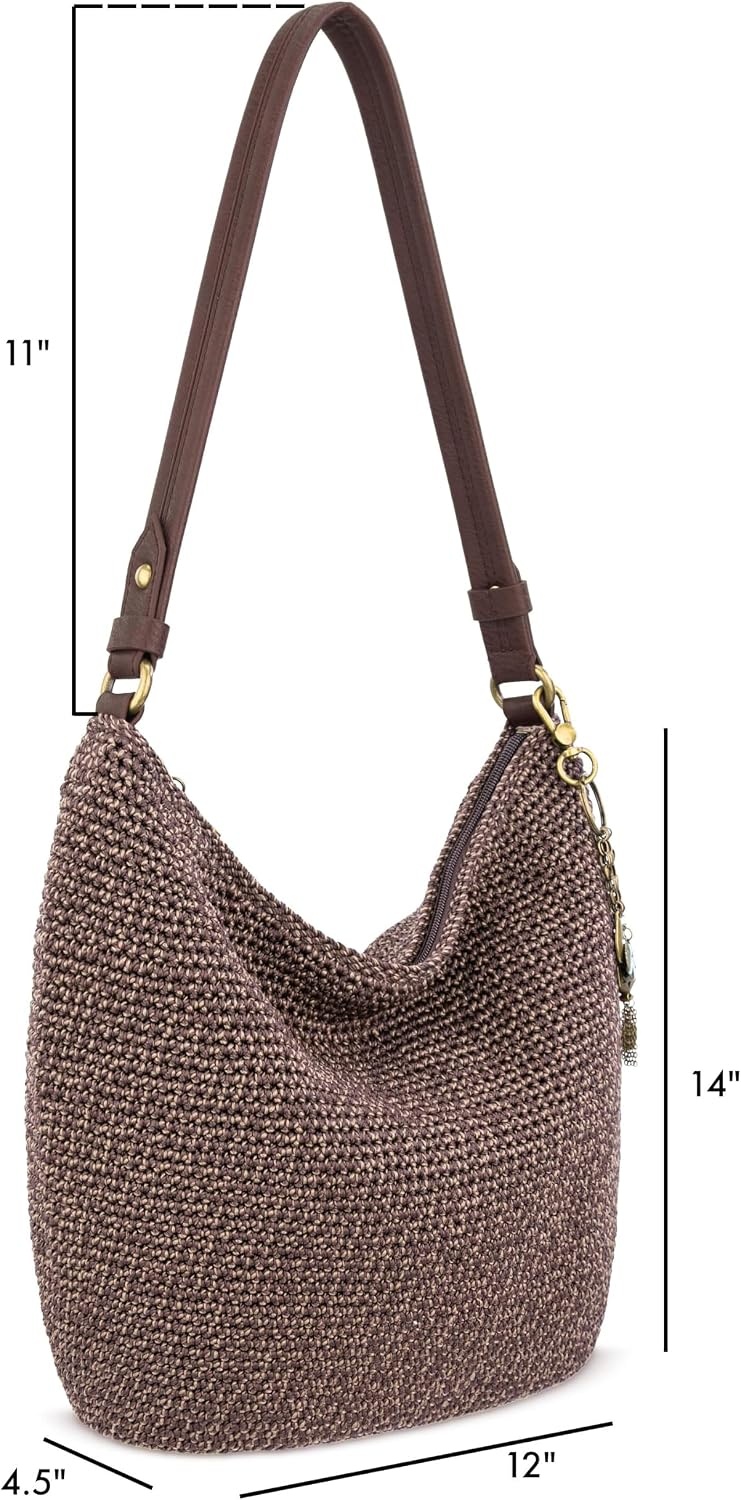 image:imageThe Sak Sequoia Crochet Shoulder Hobo Womens Purse Zipper Pocket