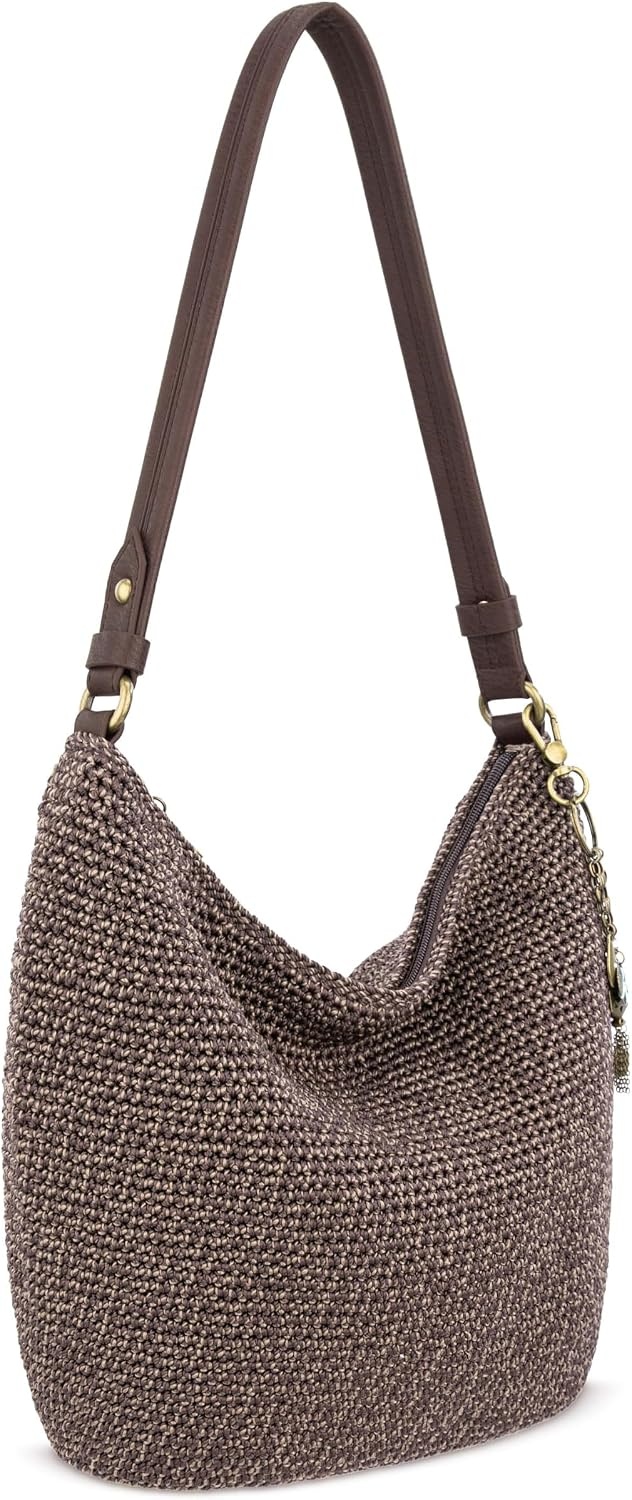 image:imageThe Sak Sequoia Crochet Shoulder Hobo Womens Purse Zipper Pocket