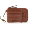 The Sak Iris Wallet in Leather, Elevated Card Holder with Keychain, Teak Leaf Embossed
