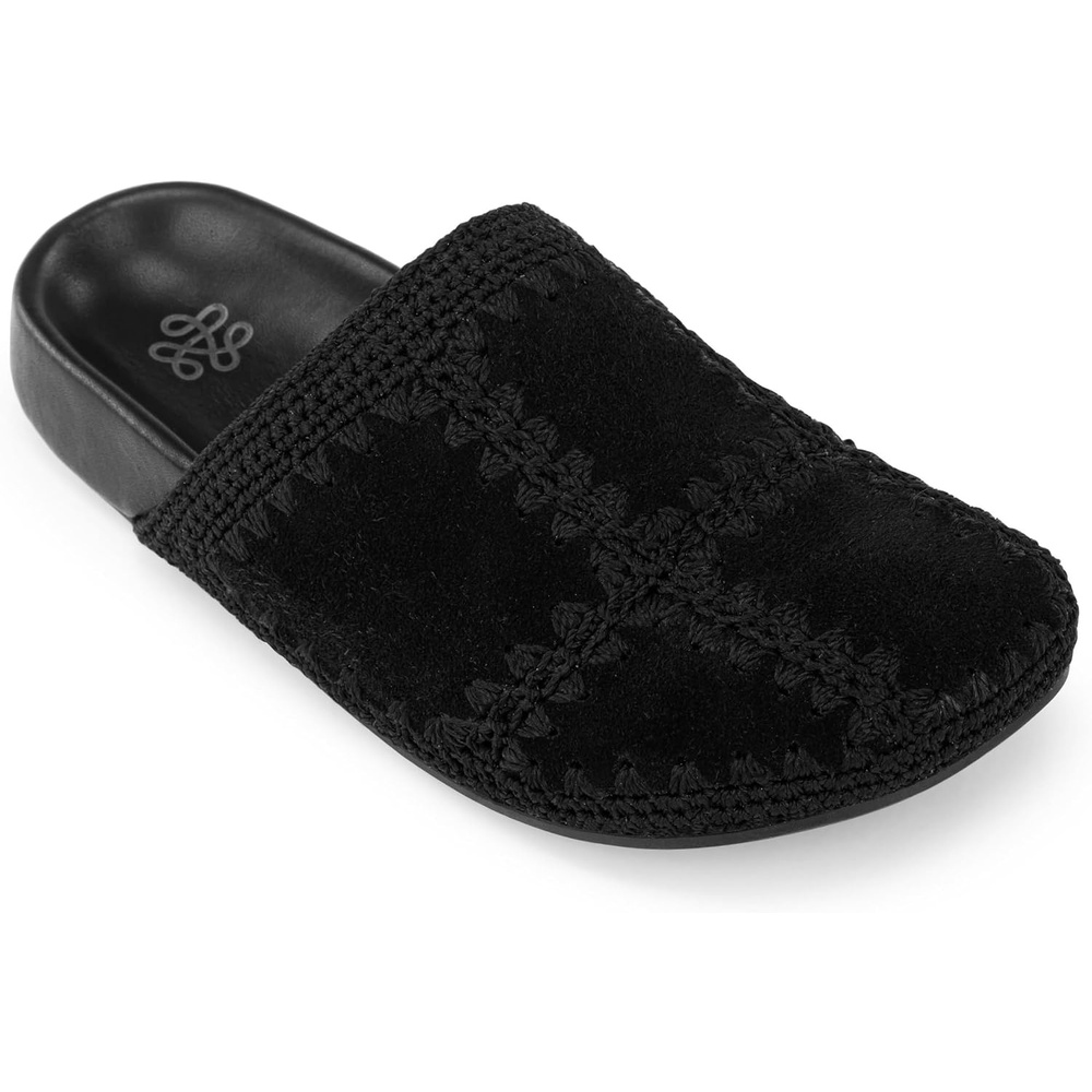 image:imageThe Sak Bolinas Clog Womens Slip On Mule Shoes Cushioned ComfortBlack Suede Patch